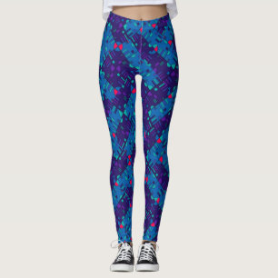Leggings Patrón geométrico en azul y púrpura