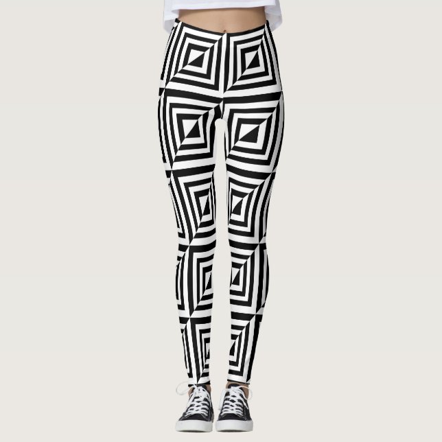 Leggings Patrón geométrico en blanco y negro (Anverso)