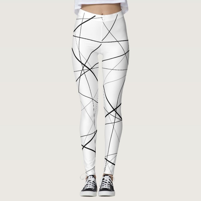 Leggings Patrón geométrico en blanco y negro (Anverso)