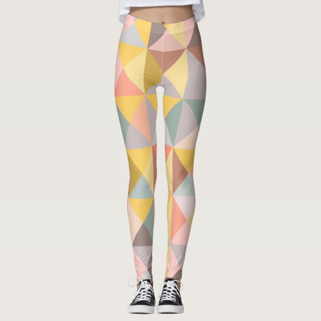 Leggings Patrón geométrico en tonos de tierra otoñales y ot (Anverso)