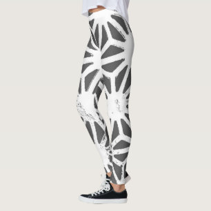 Leggings Patrón geométrico gris de carbón vegetal