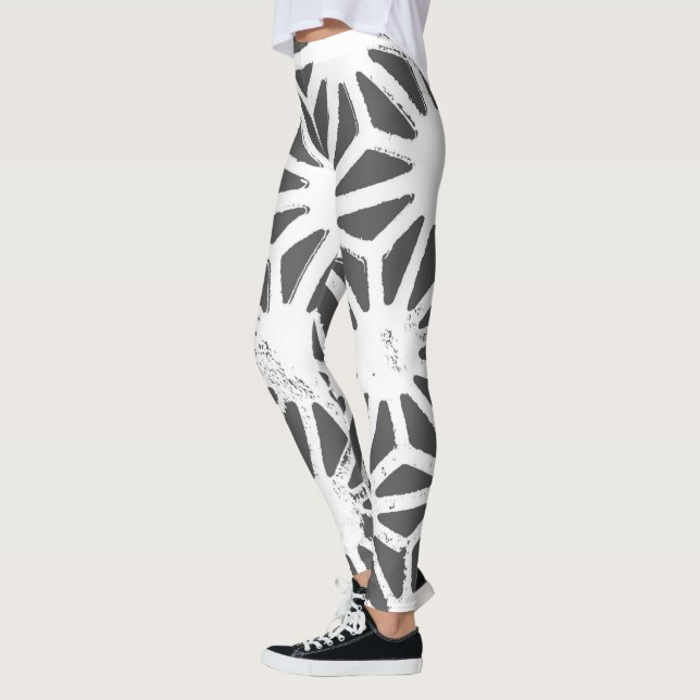 Leggings Patrón geométrico gris de carbón vegetal (Izquierda)