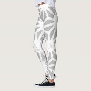 Leggings Patrón geométrico gris y blanco