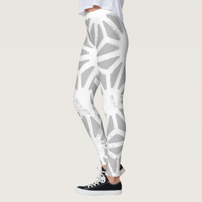 Leggings Patrón geométrico gris y blanco (Izquierda)