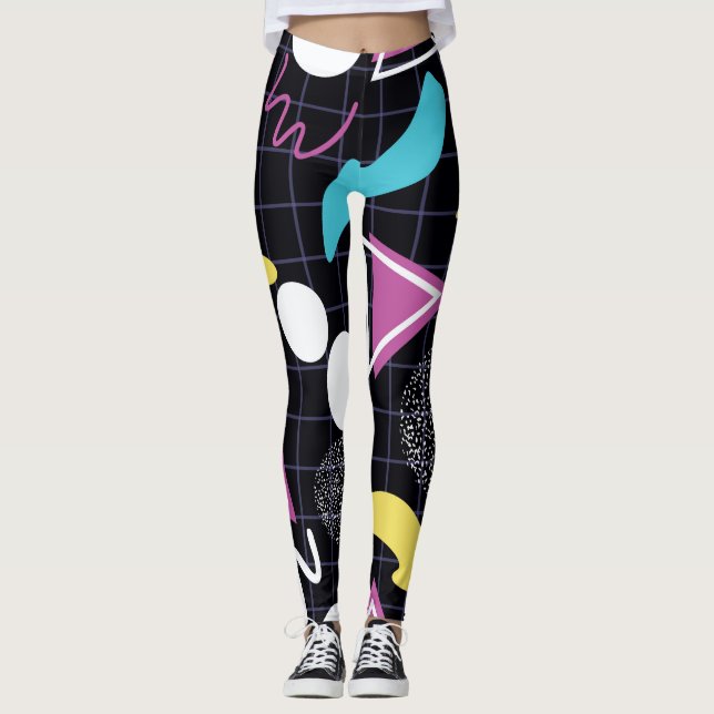 Leggings Patrón geométrico inspirado en el espacio neón (Anverso)