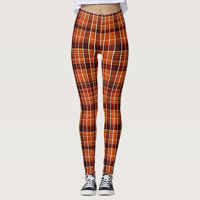 Leggings Patrón geométrico marrón del Naranja de plástico o (Anverso)