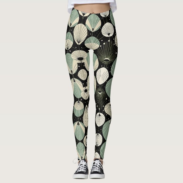 Leggings Patrón geométrico moderno de edad atómica retro (Anverso)