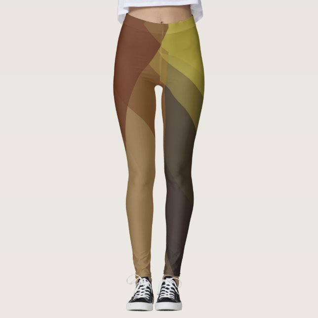 Leggings Patrón Geométrico Moderno de Tan Marrón (Anverso)