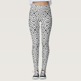 Leggings patrón geométrico moderno en blanco y negro