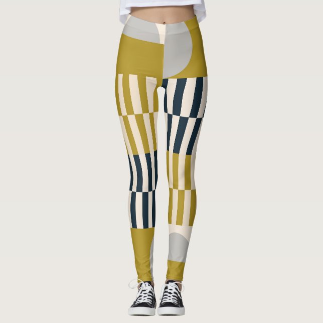 Leggings Patrón geométrico moderno, retro escandinavo (Anverso)