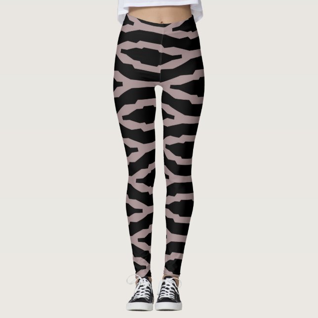 Leggings Patrón geométrico moderno rosa y negro de Santa Fe (Anverso)