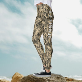 Leggings Patrón geométrico monocromo beige abstracto modern