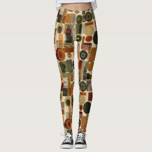 Leggings Patrón geométrico oscuro de mediados de siglo (2)