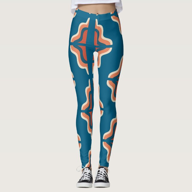 Leggings Patrón geométrico retro/abstracto boho vintage (Anverso)
