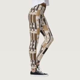 Leggings Patrón geométrico retro Art Deco marrón Yoga