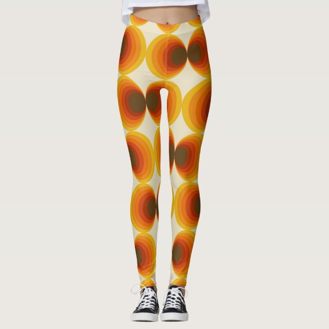 Leggings Patrón geométrico retro de abstracto colorido (Anverso)