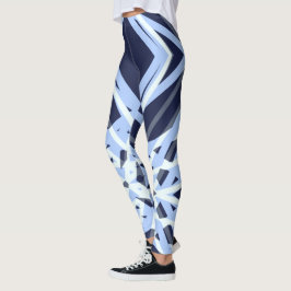 Leggings Patrón geométrico retro gris gris gris azul de inv