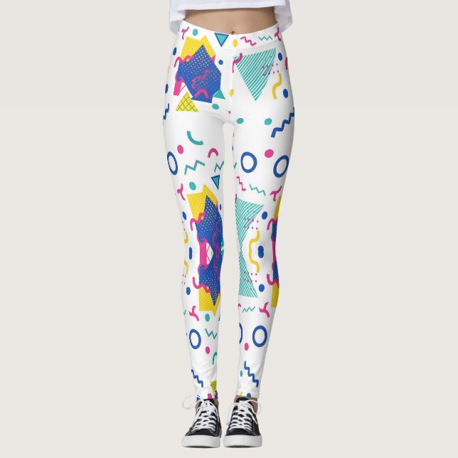 Leggings Patrón geométrico retro memphis (Anverso)