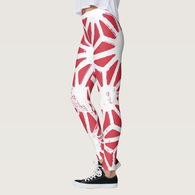 Leggings Patrón geométrico rojo (Izquierda)