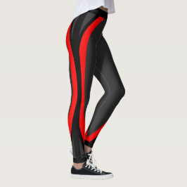 Leggings Patrón Geométrico Rojo y Negro Moderno