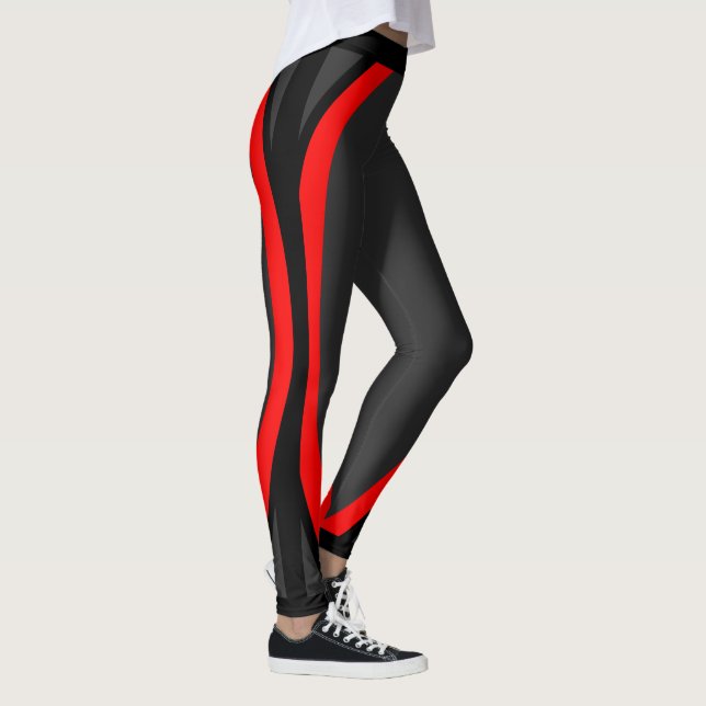 Leggings Patrón Geométrico Rojo y Negro Moderno (Derecha)