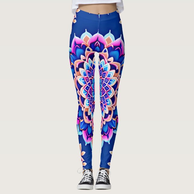 Leggings Patrón geométrico rosado de Mandala Violet (Anverso)