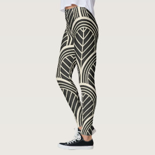 Leggings Patrón geométrico sin costuras negro y blanco chic