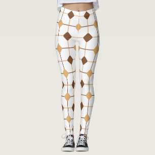 Leggings Patrón geométrico sin foco marrón y amarillo