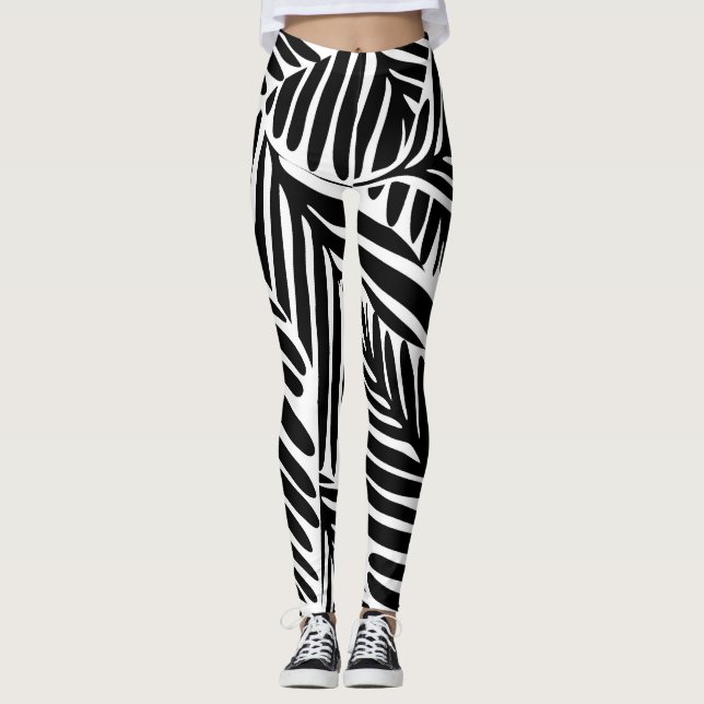 Leggings Patrón geométrico sin soldadura monocromo de jungl (Anverso)