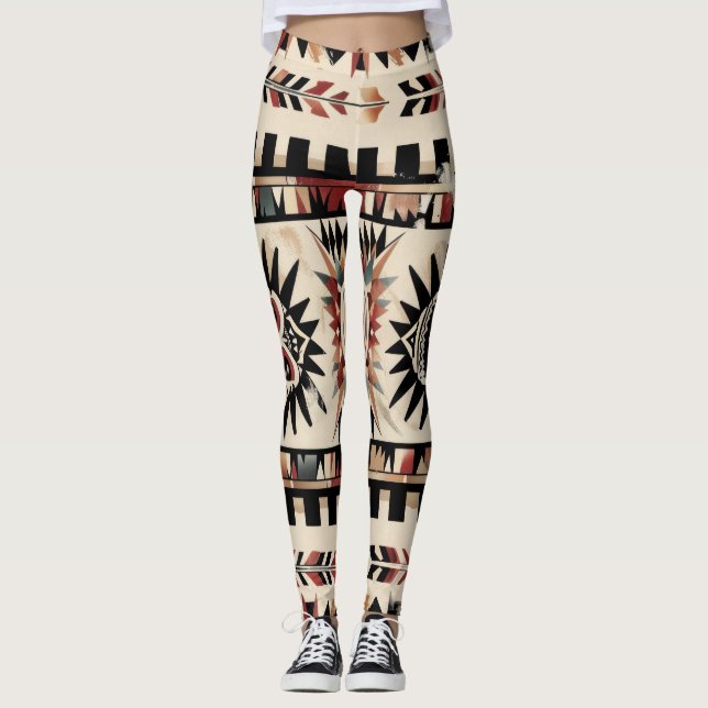 Leggings Patrón geométrico tribal azteca (Anverso)