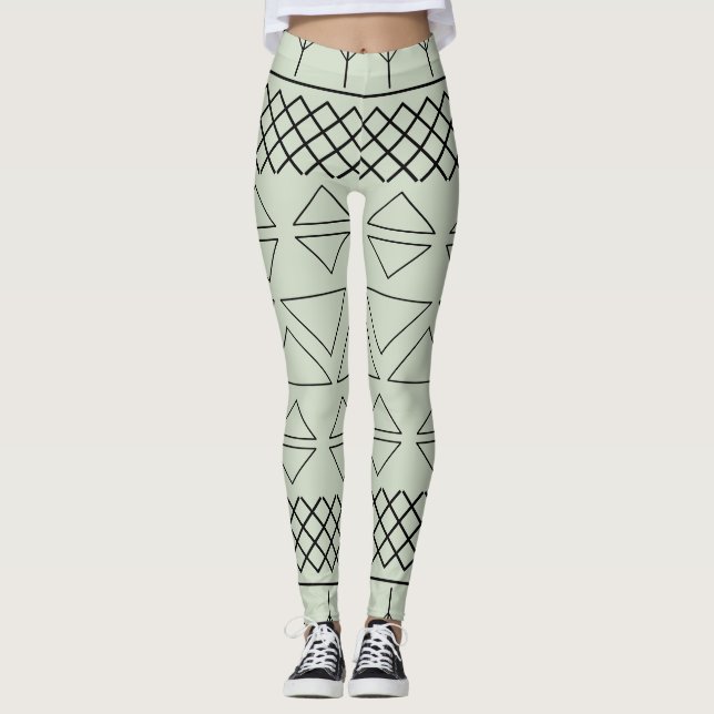 Leggings Patrón geométrico verde (Anverso)