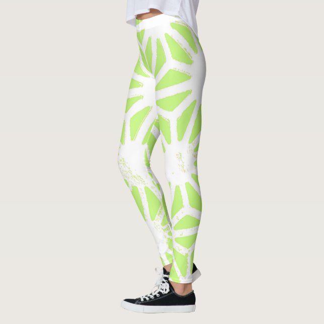 Leggings Patrón geométrico verde limón (Izquierda)