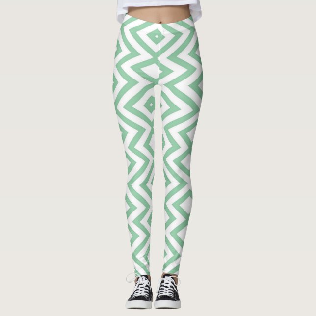 Leggings Patrón geométrico verde pastel (Anverso)