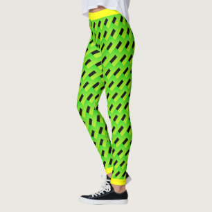 Leggings Patrón geométrico verde y negro con embellecedor a