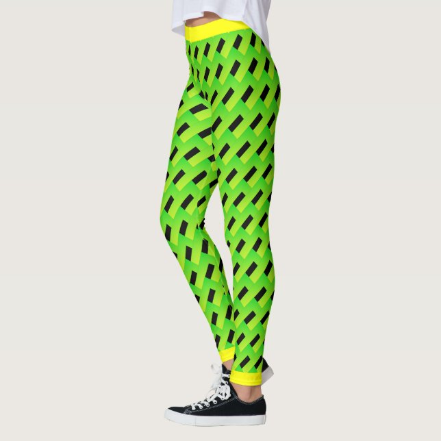 Leggings Patrón geométrico verde y negro con embellecedor a (Izquierda)