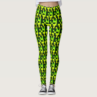 Leggings Patrón geométrico, verde y negro de tartán moderno