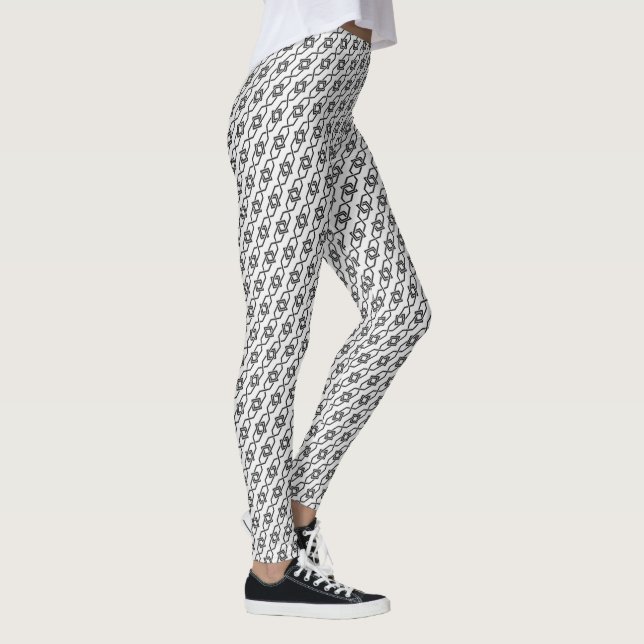 Leggings Patrón geométrico Yukata de Japón blanco gris orie (Derecha)