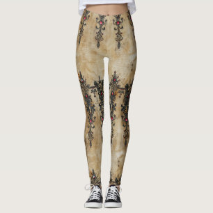 Leggings Patrón Gótico de Encaje Rubí Victoriano (3)