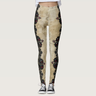 Leggings Patrón Gótico de Encaje Rubí Victoriano (6)