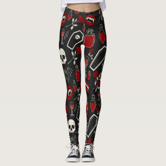 Leggings Patrón Gótico de Vampiro | R Púrpuras Murciélagos 
