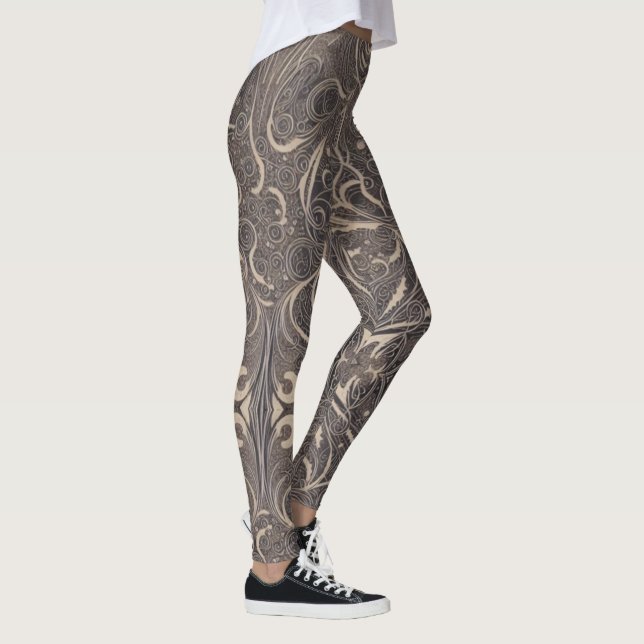Leggings Patrón gótico Negro Piernas (Derecha)