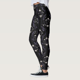 Leggings Patrón gótico negro y púrpura #5 | Piernas