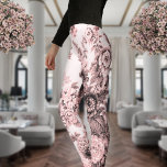 Leggings Patrón grande de la floración de color rosa de Rub<br><div class="desc">Un patrón sobredimensionado de flores de color rosa rosado vintage que ha sido digitalizado y coloreado.</div>