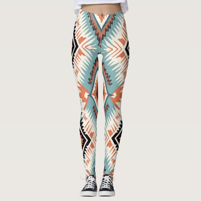 Leggings Patrón grande tribal azteca occidental (Anverso)