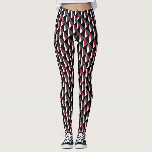 Leggings Patrón gris blanco negro rojo (Anverso)