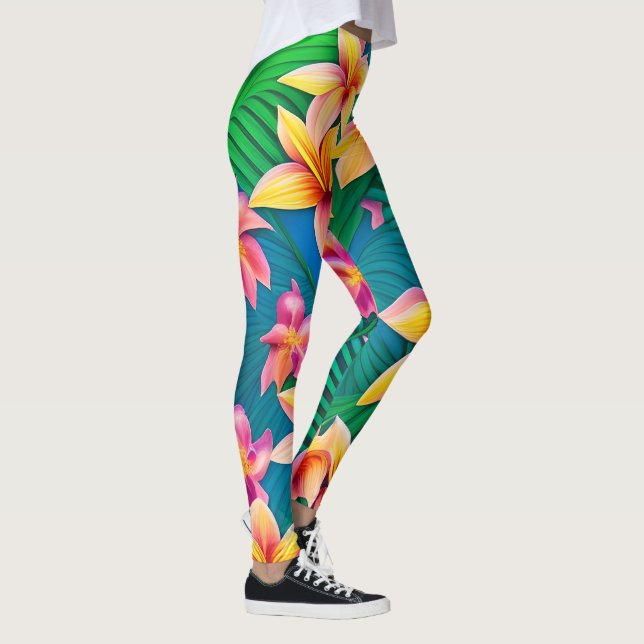 Leggings Patrón hawaiano de flores tropicales (Derecha)