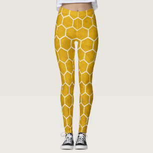 Leggings Patrón hexagonal exagerado amarillo