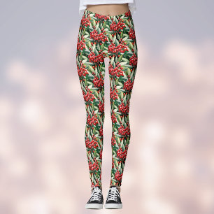 Leggings Patrón Holly de Navidades rojos y verdes
