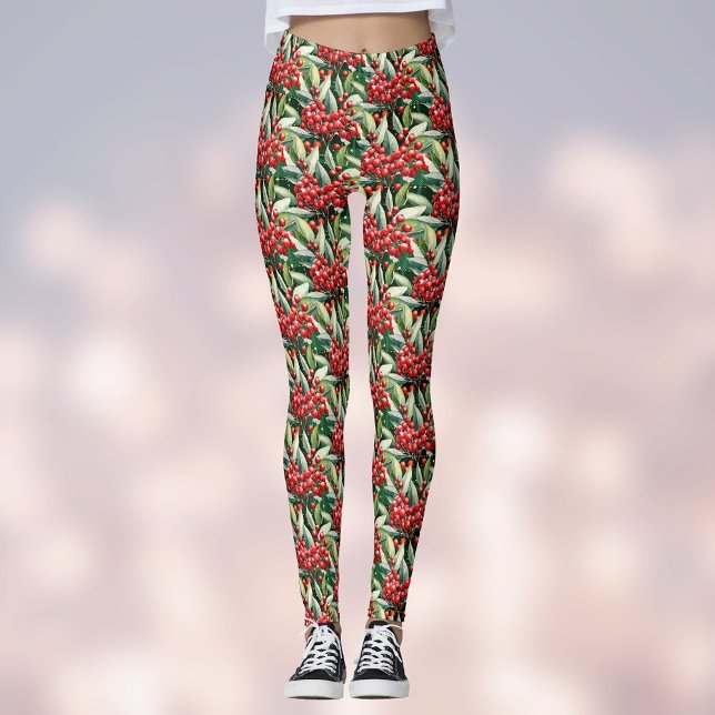 Leggings Patrón Holly de Navidades rojos y verdes (Subido por el creador)