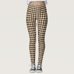 Leggings Patrón Houndstoth de marfil marrón clásico<br><div class="desc">Patrón de tela verde,  elegante y clásico,  con un patrón de pepita / gallo en combinación de color marrón y marfil. Patrón de pepita con patas pardas Leggings</div>